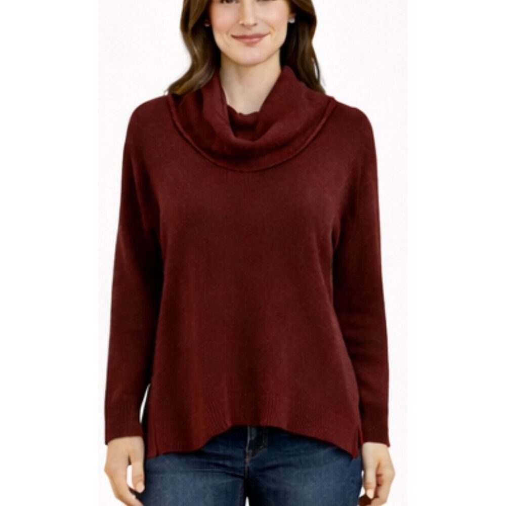 Knyt & Lynk 100% cashmere maroon cowl neck sweater small